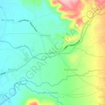 Carte topographique Nasisi, altitude, relief