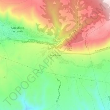 Carte topographique Borgo Celano, altitude, relief
