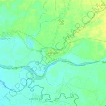 Carte topographique Platero, altitude, relief