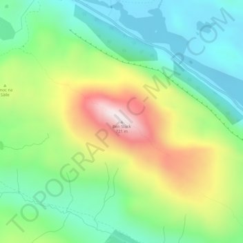 Carte topographique Ben Stack, altitude, relief