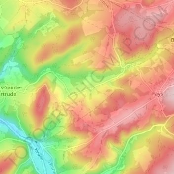 Carte topographique Grand Bru, altitude, relief