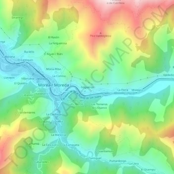 Carte topographique Felguerúa, altitude, relief