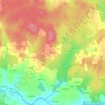 Carte topographique Saint-Bily, altitude, relief