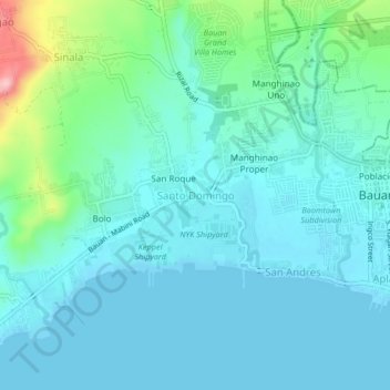 Carte topographique Santo Domingo, altitude, relief