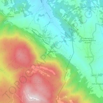 Carte topographique Vasciano, altitude, relief