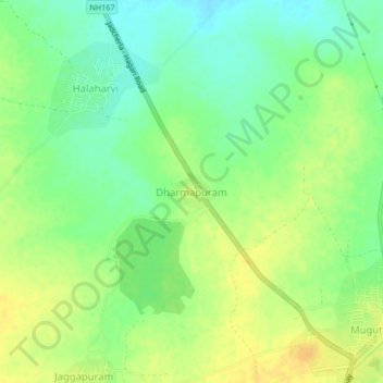 Carte topographique Dharmapuram, altitude, relief