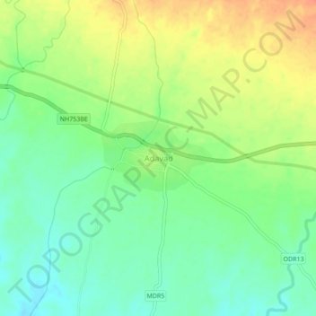 Carte topographique Adavad, altitude, relief