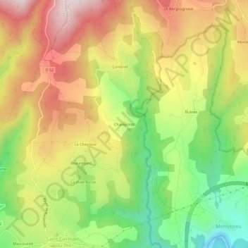 Carte topographique Champcros, altitude, relief