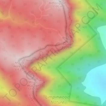 Carte topographique Echo Point Lookout, altitude, relief