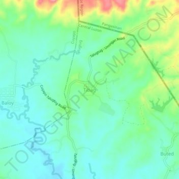 Carte topographique Tibag, altitude, relief