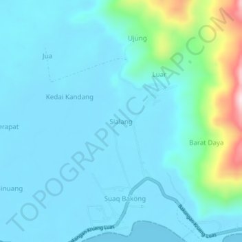 Carte topographique Sialang, altitude, relief