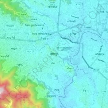 Carte topographique Kirtipur, altitude, relief
