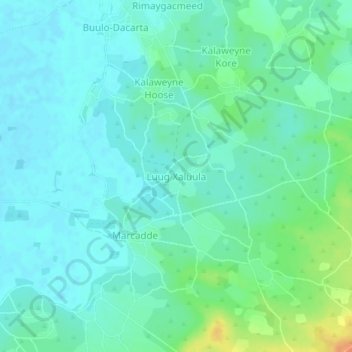 Carte topographique Luug Xaluula, altitude, relief
