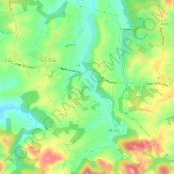 Carte topographique Ithorots, altitude, relief