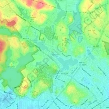 Carte topographique Wyoma, altitude, relief