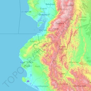 Carte topographique Loja, altitude, relief