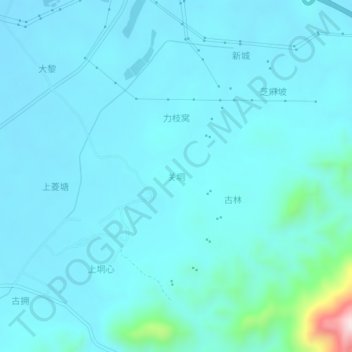 Carte topographique 关垌, altitude, relief