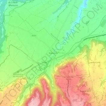 Carte topographique Monastero, altitude, relief