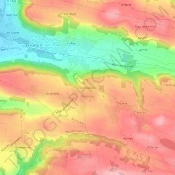 Carte topographique Demptézieu, altitude, relief