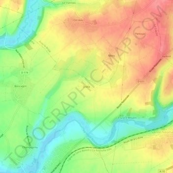 Carte topographique Drahé, altitude, relief