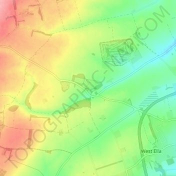 Carte topographique Raywell, altitude, relief
