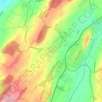 Carte topographique Billens, altitude, relief