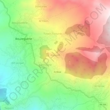 Carte topographique Ait Ikhlef, altitude, relief