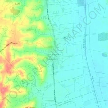 Carte topographique Montagnano, altitude, relief