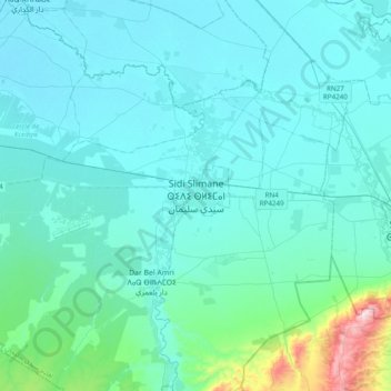 Carte topographique Sidi Slimane, altitude, relief