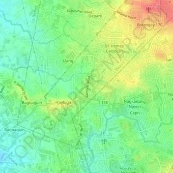 Carte topographique Caybiga, altitude, relief