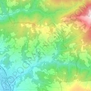 Carte topographique Lonnano, altitude, relief