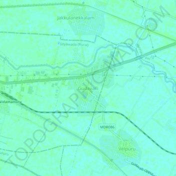 Carte topographique Gudavalli, altitude, relief