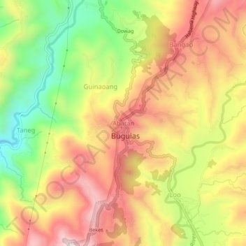 Carte topographique Abatan, altitude, relief