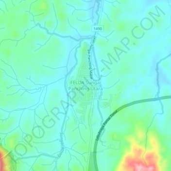 Carte topographique FELDA Sungai Panching Utara, altitude, relief