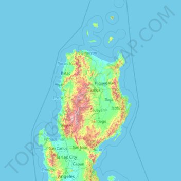 Carte topographique Kalinga, altitude, relief