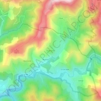 Carte topographique Chabrières, altitude, relief
