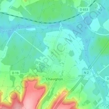 Carte topographique Les Bruyères, altitude, relief