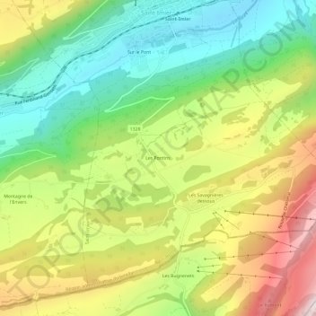 Carte topographique Les Pontins, altitude, relief