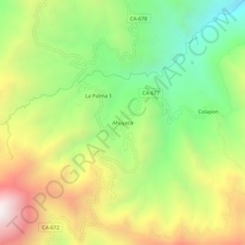 Carte topographique Ahuyaca, altitude, relief