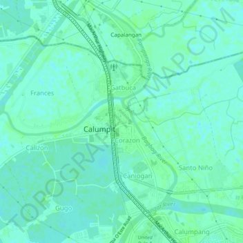 Carte topographique Poblacion, altitude, relief