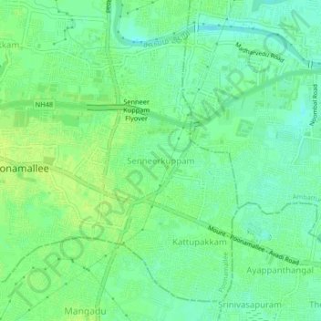 Carte topographique Senneerkuppam, altitude, relief