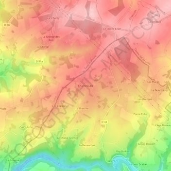 Carte topographique Chanteloube, altitude, relief
