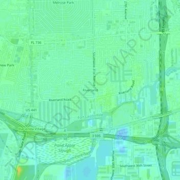 Carte topographique Riverland, altitude, relief