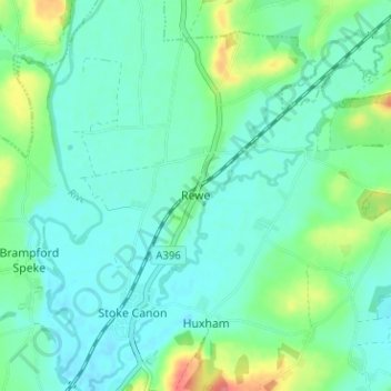 Carte topographique Rewe, altitude, relief