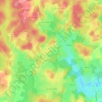Carte topographique Job, altitude, relief