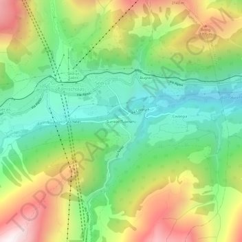 Carte topographique Surrein, altitude, relief