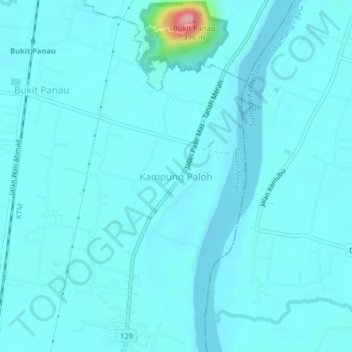 Carte topographique Kampung Paloh, altitude, relief