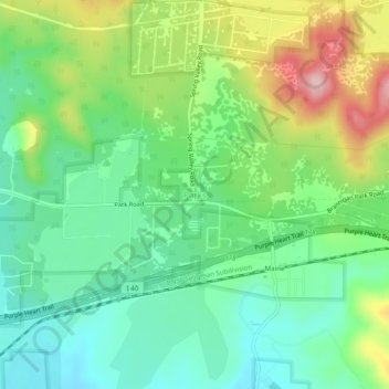 Carte topographique Parks, altitude, relief