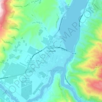 Carte topographique Cromwell, altitude, relief