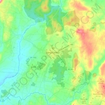 Carte topographique Santa Comba, altitude, relief